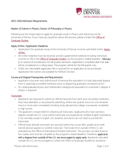 Graduate Application Requirements