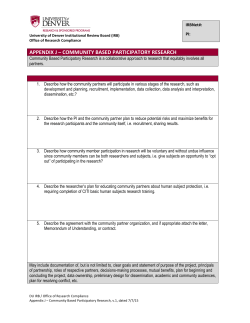 Appendix J: Community Based Participatory Research