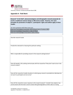 Appendix H: Field Work