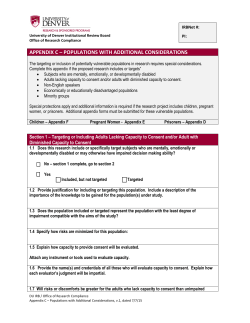 Appendix C:  Vulnerable Populations with additional considerations