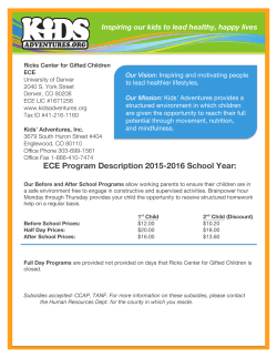 Kids Adventures pricing and registration information - Early Childhood