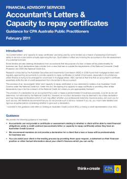 Guidance note &ndash; Accountant s letters and Capacity to repay certificates
