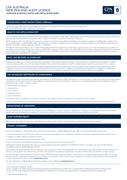 New Zealand licensed auditor assessor guide and application form
