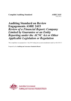 ASRE 2415 Review of a Financial Report: Company Limited by Guarantee or an Entity Reporting under the ACNC Act or Other Applicable Legislation or Regulation