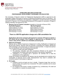 Guidelines and Application for Professional Development Programs for Educators