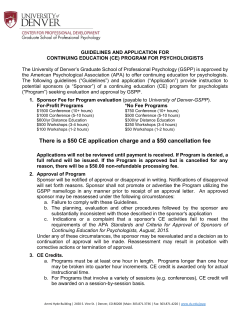 Guidelines and Application for Continuing Education Program for Psychologists