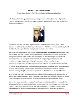 Take the Initiative&nbsp;- By Greg Giesen