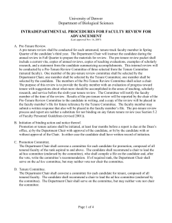 Pre-Tenure and Tenure/Promotion Review