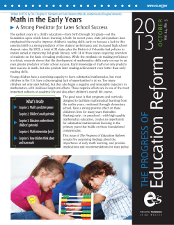 Clements, D. H., Sarama, J. (2013). Math in the early years [ECS Research Brief: The progress of educational reform]. Denver CO: Education Commission of the States.