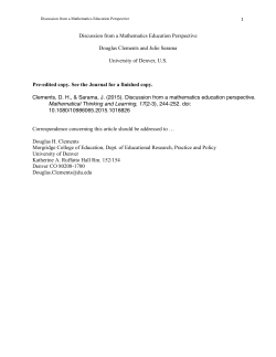 Clements, D. H., Sarama, J. (2015). Discussion from a mathematics education perspective. Mathematical Thinking and Learning, 17(2-3), 244-252.