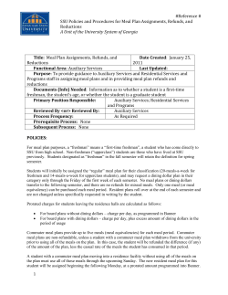 Meal Plan Assignements Policies Procedures