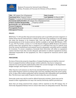 Off-Campus Use of Equipment