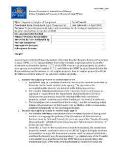 Surplus Property (Equipment Disposal)