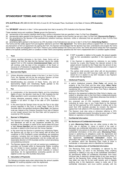 Sponsorship terms and conditions