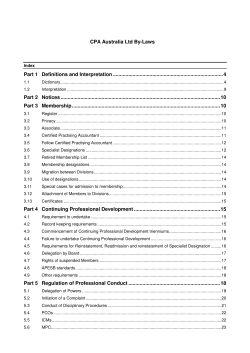 CPA Australia By-Laws effective 1 July 2009