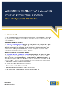 Accounting treatment and valuation issues in intellectual property