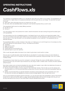 operating instructions: cash flow spreadsheet