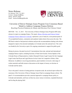 University of Denver Strategic Issues Program Uses Consensus-Based