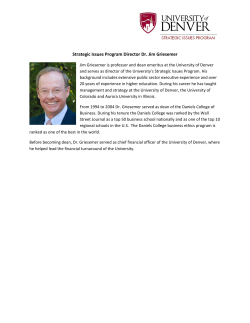 Biography for Strategic Issues Program Director, Jim Griesemer