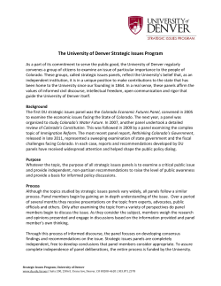 Strategic Issues Program Backgrounder