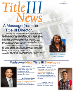 Title III Newsletter Volume 5 Issue 3