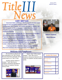 Title III Newsletter Volume 5 Issue 1