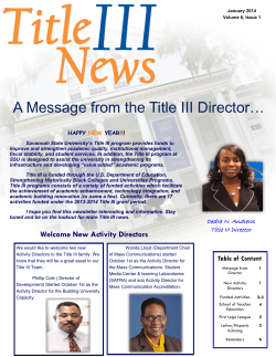 Title III Newsletter Volume 6 Issue 1