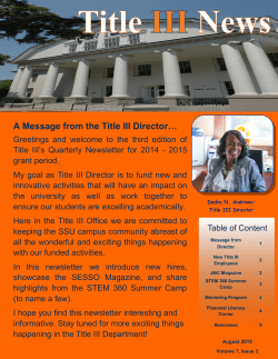 Title III Newsletter Volume 7 Issue 3
