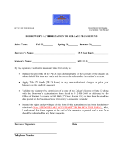 Borrowers Authorization to Release Plus Loan Refund Form