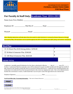 Payroll Deduction Form for Faculty/Staff Meals