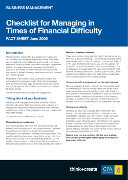 Checklist for managing in times of financial difficulty