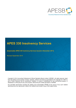 APES 330 Insolvency Services