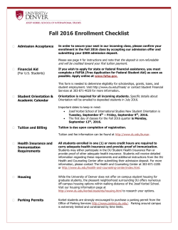 Fall 2016 New Student Enrollment Checklist