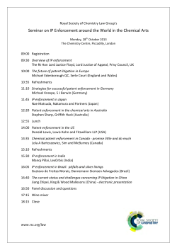 Seminar on IP Enforcement around the World in the Chemical Arts