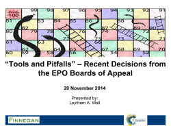Tools and Pitfalls - Recent Decisions from the EPO Board of Appeals