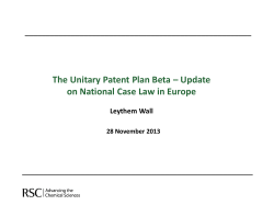 Unitary Patent Plan Beta - update on case law across Europe