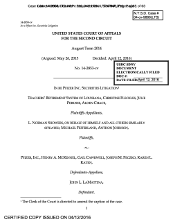 In Re Pfizer Inc. Securities Litigation