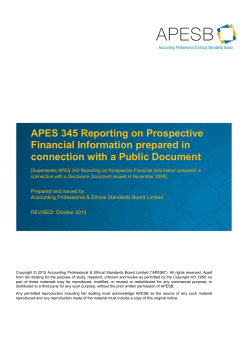 APES 345 Reporting on Prospective Financial Information Prepared in Connection with a Disclosure Document