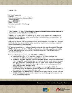 Proposed amendments to IFRS for SMEs