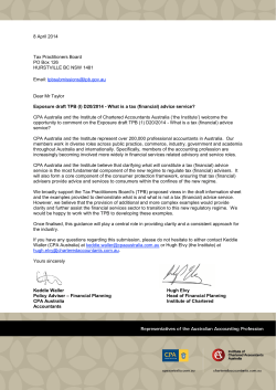 Exposure draft TPB (I) D20/2014 What is a tax (financial) advice service?