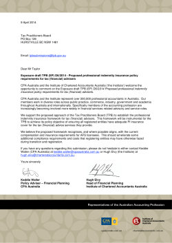 Professional indemnity insurance policy requirements for tax (financial) advisers