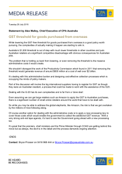 GST threshold for goods purchased from overseas