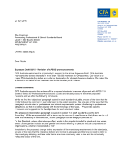 Submission: Exposure Draft 02/15 - Revision of APESB pronouncements