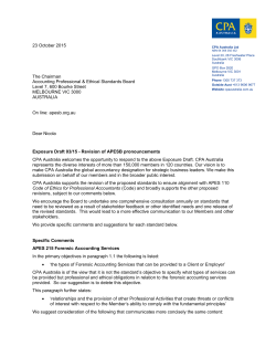 Submission: Exposure Draft 03/15 revision of APESB pronouncements