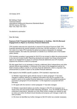 IAASB Proposed Amendments to ISA 810 on Summary Financial Statements to reflect the auditor reporting enhancements