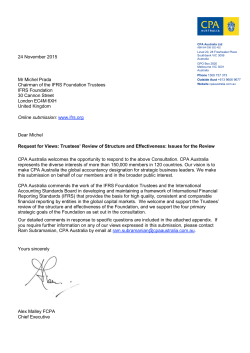 CPA Australia comments on the IFRS Trustees Foundation Review