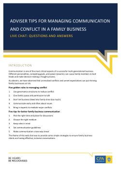 Managing communication and conflict in a family business: Questions and answers