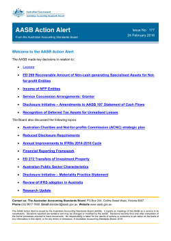 The Australian Accounting Standards Board's action alert from its latest meeting