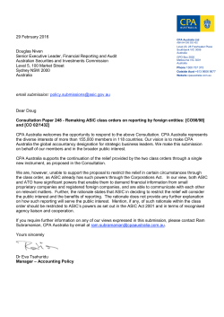 CP 248 remaking ASIC class orders on reporting by foreign entities