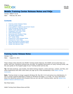 Cisco WebEx Training Center Release Notes and FAQs